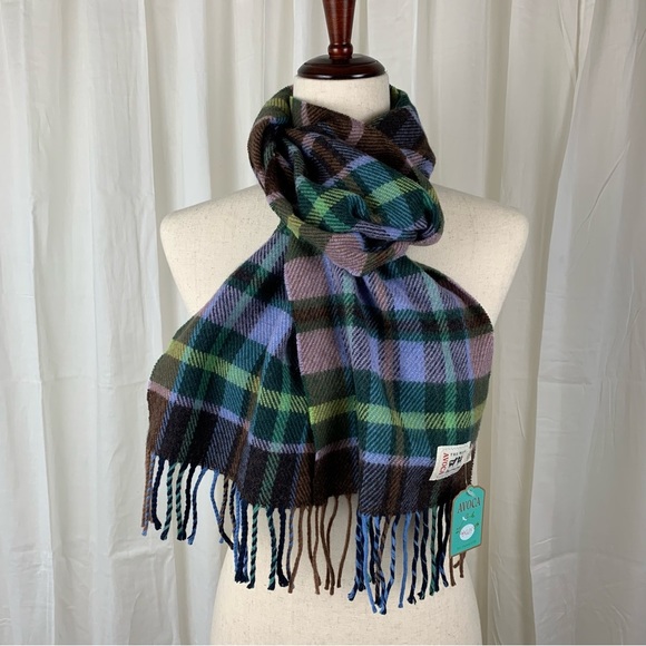 Avoca The Mill Accessories - Avoca The Mill 100% New Wool Green Lilac Brown Pink Plaid Scarf Brand new!